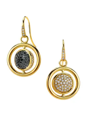 Cosmic 18K Gold, Diamond & Black Diamond Swivel Drop Earrings