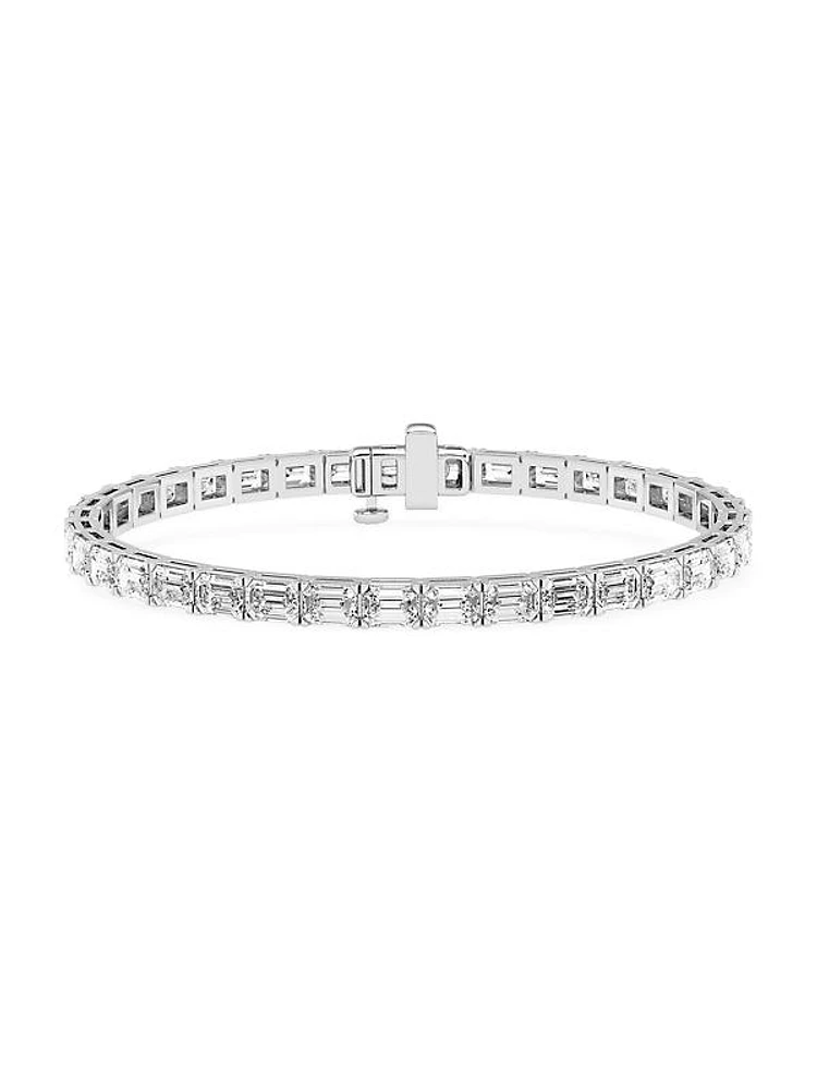 14K White Gold & 12 TCW Emerald-Cut Lab-Grown Diamond Tennis Bracelet