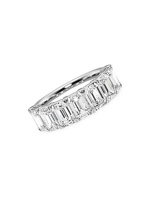 14K White Gold & 5 TCW Emerald-Cut Lab-Grown Diamond Ring