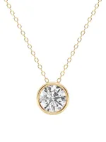 14K Yellow Gold & 1.5 TCW Round Lab-Grown Diamond Pendant Necklace