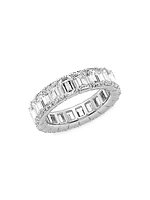 14K White Gold & 8 TCW Emerald-Cut Lab-Grown Diamond Eternity Band