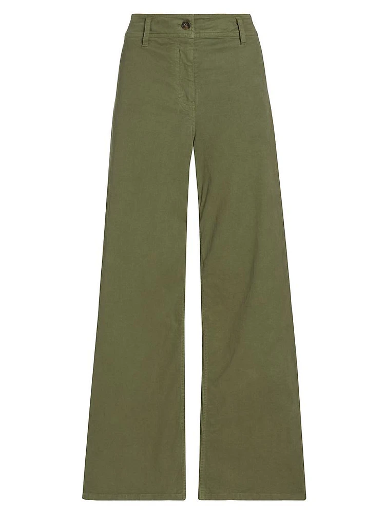 Megan Brushed Stretch Twill Wide-Leg Pants