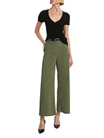 Megan Brushed Stretch Twill Wide-Leg Pants