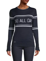 Striped Ski All Day Crewneck Sweater