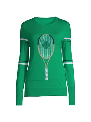 Racquet Wool Intarsia Knit Sweater