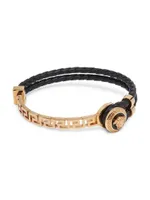 Braided Leather & Brass Bracelet