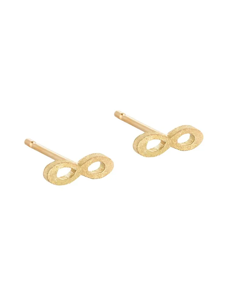 18K Yellow Gold Infinity Stud Earrings