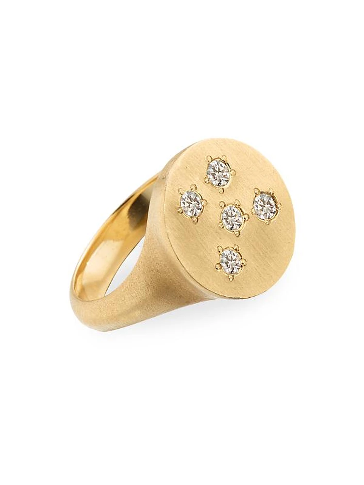 Circle Of 5TH'S 18K Yellow Gold & Diamond Signet Ring