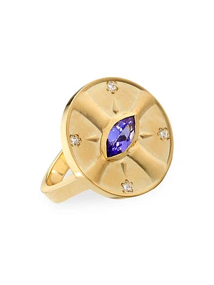 Eye Of The Sun 14K Yellow Gold, Tanzanite, & Diamond Ring