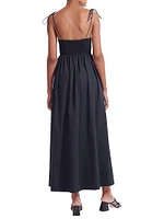 Landry Shoulder-Tie Smocked Maxi Dress