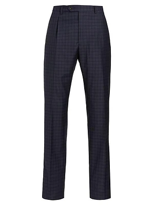 COLLECTION Mini Plaid Wool Dress Pants