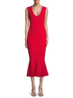 Grace Sleeveless Flounce-Hem Midi-Dress