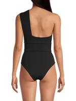 Maria Crepe One-Shoulder Swimsuit