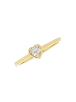 Heart Tinsy 18K Yellow Gold & White Topaz Ring