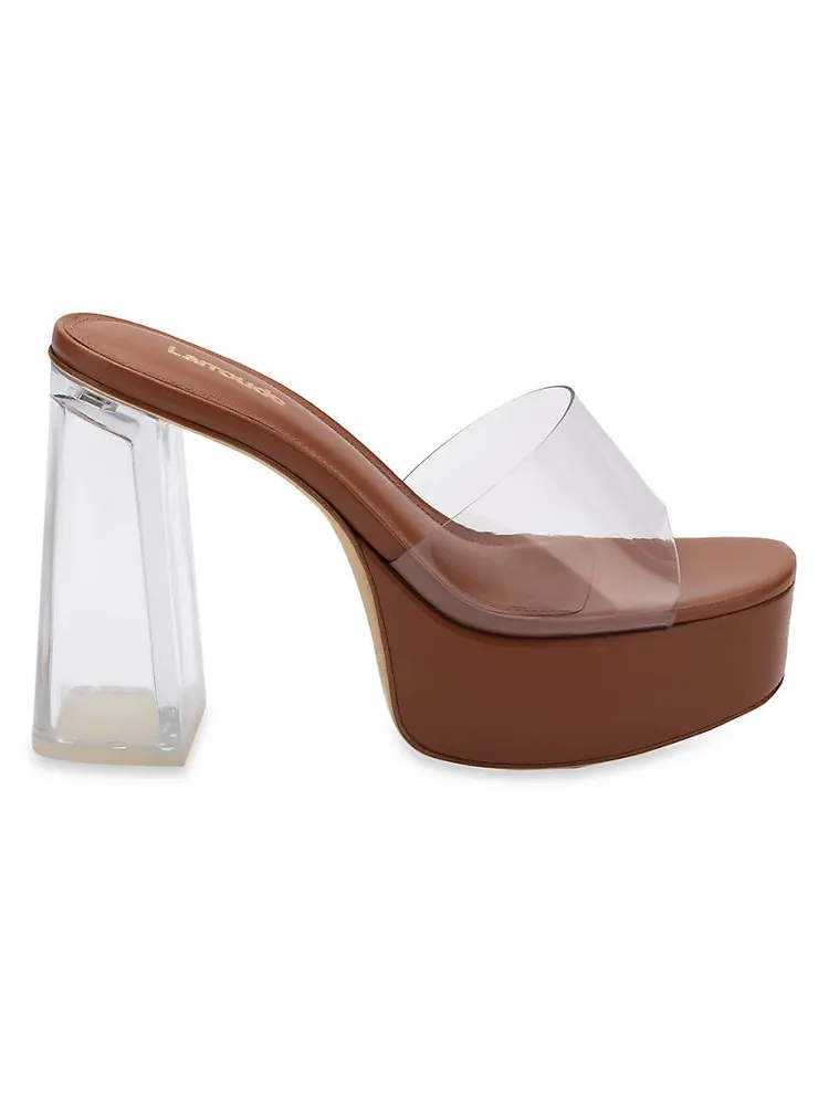 Dolly Lucite Vinyl Platform Mules