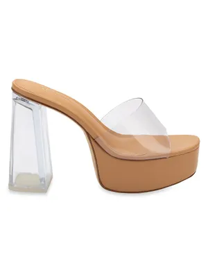 Dolly Lucite Vinyl Platform Mules