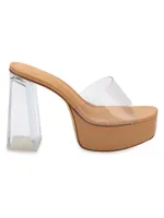 Dolly Lucite Vinyl Platform Mules