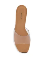 Dolly Lucite Vinyl Platform Mules