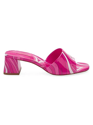 Brigitte Printed Patent Leather Mules