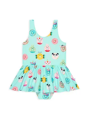 Baby Girl's,Little Girl's & One-Piece Donut Twirl Skirt Swimsuit