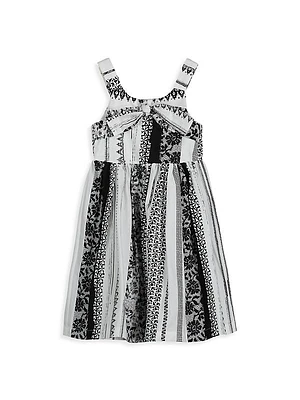 Little Girl's and Girl's Multi-Pattern Midi Dress