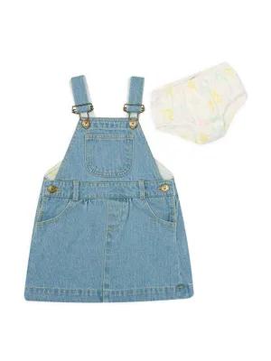 Baby Girl's, Little Girl's & Denim Unicorn Dress Bloomers Set