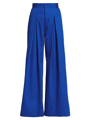 Cotton Sateen Wide-Leg Trousers