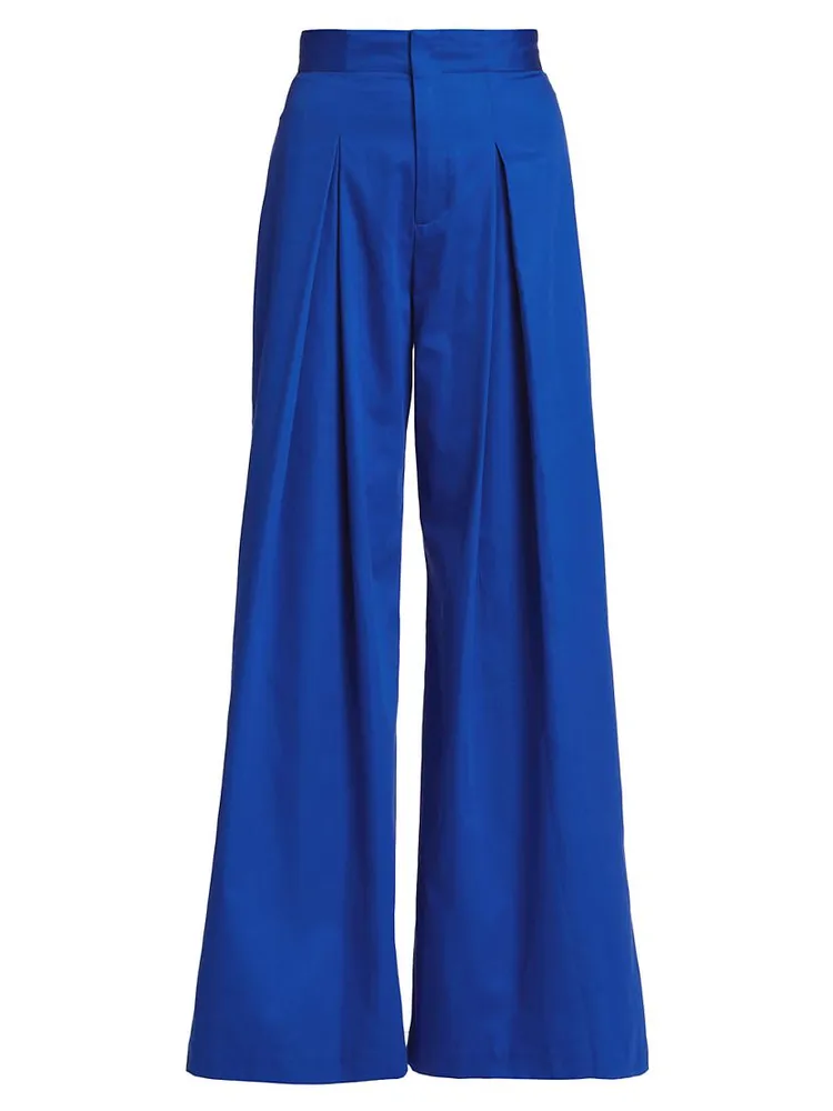 Cotton Sateen Wide-Leg Trousers