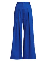 Cotton Sateen Wide-Leg Trousers