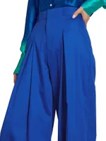 Cotton Sateen Wide-Leg Trousers