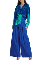 Cotton Sateen Wide-Leg Trousers