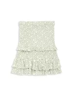 Girl's Floral Printed Smocked Ruffle Skirt