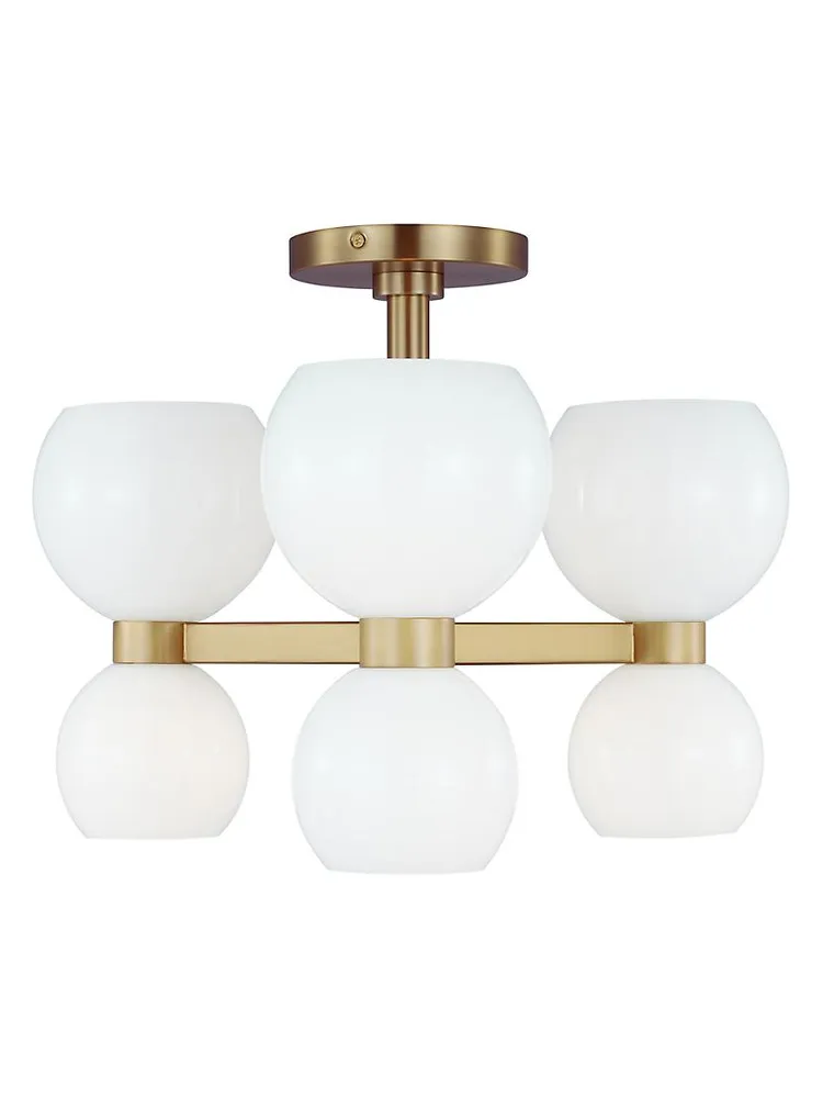 Visual Comfort Studio Londyn Semi-Flush Mount Burnished Brass Chandelier