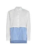 Paneled Cotton Button-Front Shirt