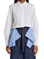 Paneled Cotton Button-Front Shirt