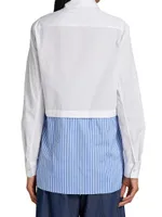 Paneled Cotton Button-Front Shirt