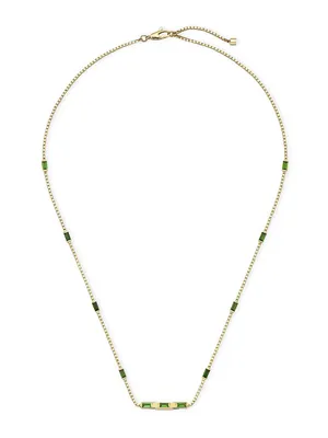 Link To Love 18K Yellow Gold & Green Tourmaline Bar Pendant Necklace