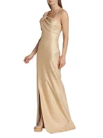 One-Shoulder Metallic-Jacquard Gown