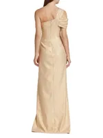 One-Shoulder Metallic-Jacquard Gown