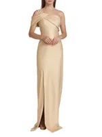 One-Shoulder Metallic-Jacquard Gown