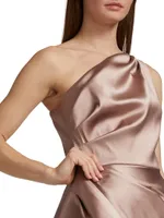 One-Shoulder Peplum Gown