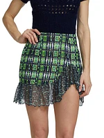 Lace-Trim Plaid Mini Skirt