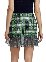 Lace-Trim Plaid Mini Skirt