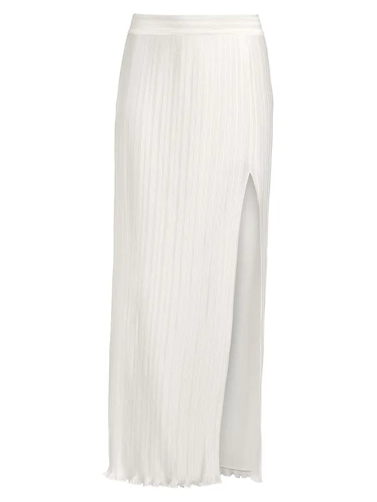 Salma Pleated Satin Maxi Skirt