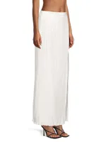 Salma Pleated Satin Maxi Skirt