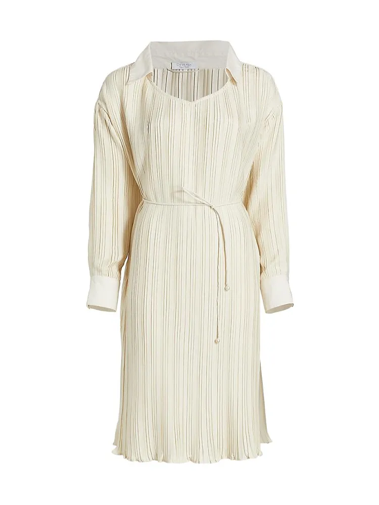 Shannon Collared Plissé-Pleated Dress