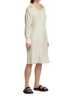 Shannon Collared Plissé-Pleated Dress