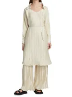 Shannon Collared Plissé-Pleated Dress