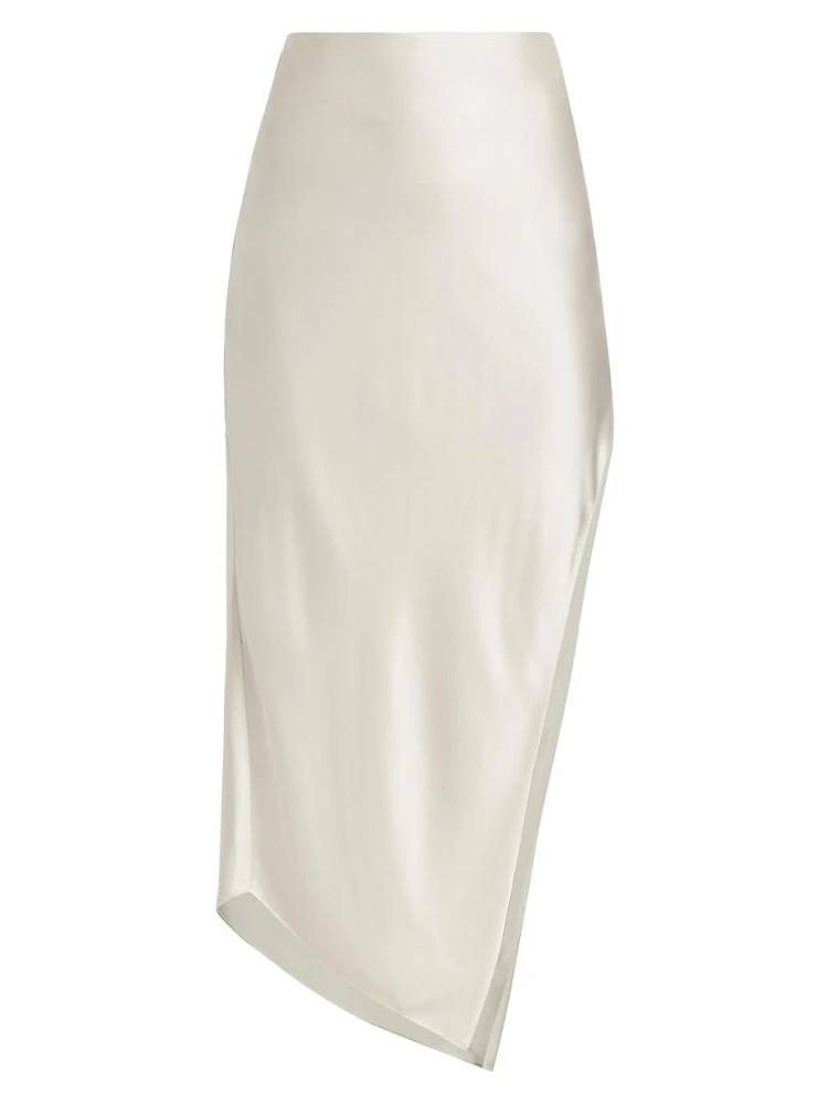 Bias Asymmetric Silk Satin Skirt