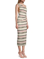 Mood Ring Madre Painterly One-Shoulder Midi-Dress